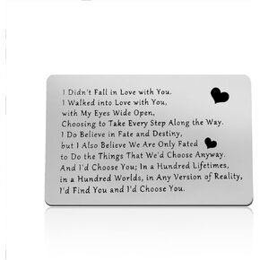 Anniversary Wallet Insert Card for Men Women Couples Gifts I Choose You Gifts for Husband from Wife Groom Bride Gifts Boyfriend Gift for Valentines Day Birthday Wedding Deployment Engagement Gifts