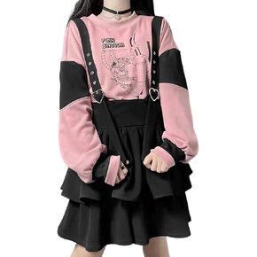 RILGOU Harajuku Casual Style Lolita Kawaii Gothic Fashion Elastic High Waist Vintage Layered Suspender Short Skirt
