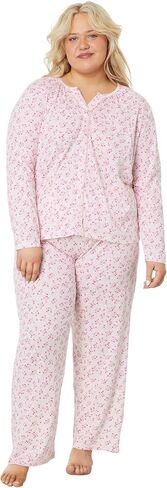 Karen Neuburger Plus Long Sleeve Cardigan PJ Set Love Affair Ditsy 2X (Women's 20W-22W) in Saudi Arabia