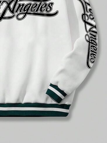 كنزات رجالي من COZYEASE مطبوع عليها حروف جرافيك مخططة ورقبة على شكل حرف V وأكمام طويلة بلوفر سويت شيرت بريبي in Kuwait