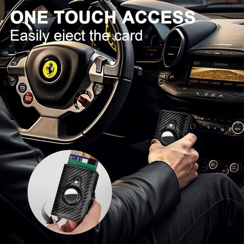 Airtag Wallet for Men,Popup Wallet with Air Tag Holder,RFID Blocking Smart Wallet with Money Clip,Anti-Dispersion Buckle Carbon Fiber Slim Card Wallet Gift for Men in Saudi Arabia