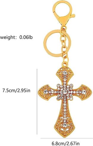 Cross Rhinestone Keychain Car Pendant Purse Bag Cute Crystal Key Holder Arts Craft Inspiration Key Ring Purse Charms in Kuwait