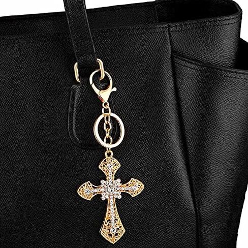 Cross Rhinestone Keychain Car Pendant Purse Bag Cute Crystal Key Holder Arts Craft Inspiration Key Ring Purse Charms in Kuwait