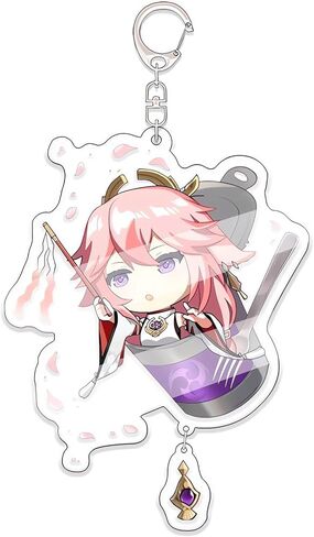 مجموعة سلسلة مفاتيح جينشين إمباكت 6 قطع، سلسلة مفاتيح أكريليك لطيفة الشكل من جينشين، سلاسل مفاتيح هدايا إمباكت جينشين مع حلقة مفاتيح in Kuwait