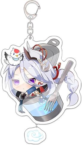 مجموعة سلسلة مفاتيح جينشين إمباكت 6 قطع، سلسلة مفاتيح أكريليك لطيفة الشكل من جينشين، سلاسل مفاتيح هدايا إمباكت جينشين مع حلقة مفاتيح in Kuwait