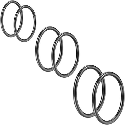 20G Surgical Steel Nose Rings Hoop Hinged Clicker Segment Helix Cartilage Daith Tragus Earrings Body Piercing Jewelry for Women Men Girls 6mm 8mm 10mm 12mm in Saudi Arabia