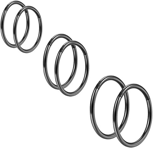 20G Surgical Steel Nose Rings Hoop Hinged Clicker Segment Helix Cartilage Daith Tragus Earrings Body Piercing Jewelry for Women Men Girls 6mm 8mm 10mm 12mm in Saudi Arabia