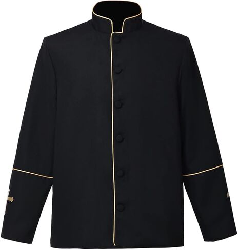 BPURB Mens Long Sleeves Clergy Coat for Priest Pastor Stand Collar Preacher Minister Costume in Saudi Arabia