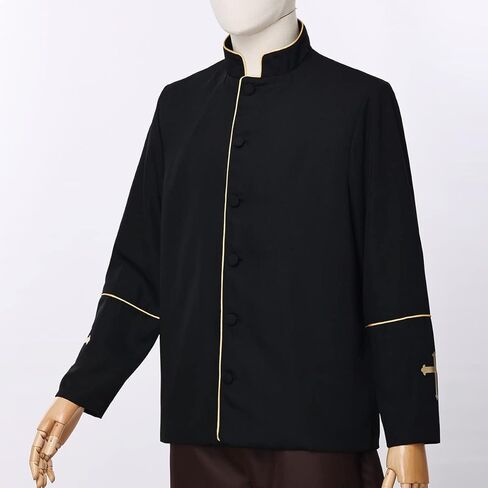BPURB Mens Long Sleeves Clergy Coat for Priest Pastor Stand Collar Preacher Minister Costume in Saudi Arabia