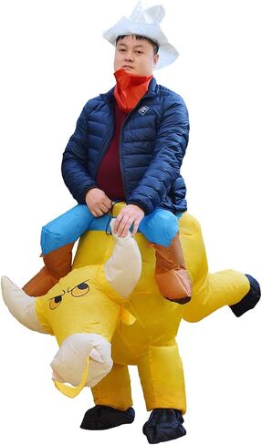 JYZCOS Inflatable Bull Rider Costume Blow Up Halloween Ride on Cowboy Fancy Dress in Kuwait