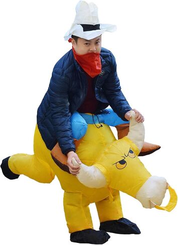 JYZCOS Inflatable Bull Rider Costume Blow Up Halloween Ride on Cowboy Fancy Dress in Kuwait