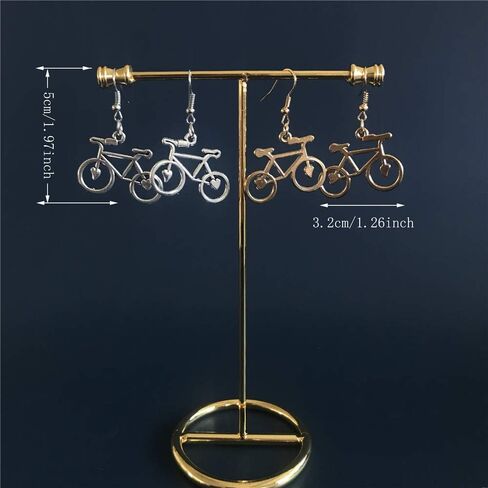 DAMLENG 4 Pairs Unique Handmade Lightweight Vintage Silver Gold Bicycle Dangle Drop Hook Earrings Sets for Women Girls Statement Jewelry Gifts in Saudi Arabia