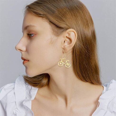 DAMLENG 4 Pairs Unique Handmade Lightweight Vintage Silver Gold Bicycle Dangle Drop Hook Earrings Sets for Women Girls Statement Jewelry Gifts in Saudi Arabia