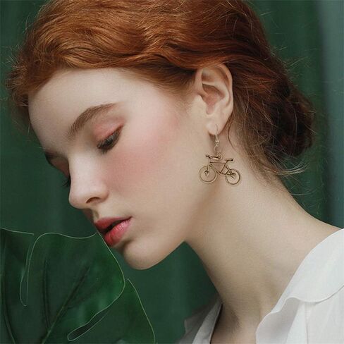 DAMLENG 4 Pairs Unique Handmade Lightweight Vintage Silver Gold Bicycle Dangle Drop Hook Earrings Sets for Women Girls Statement Jewelry Gifts in Saudi Arabia