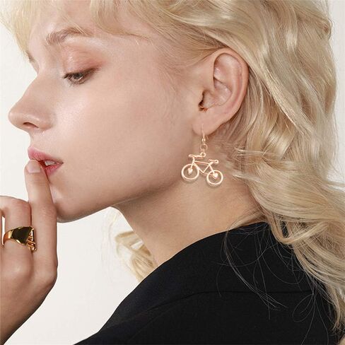 DAMLENG 4 Pairs Unique Handmade Lightweight Vintage Silver Gold Bicycle Dangle Drop Hook Earrings Sets for Women Girls Statement Jewelry Gifts in Saudi Arabia