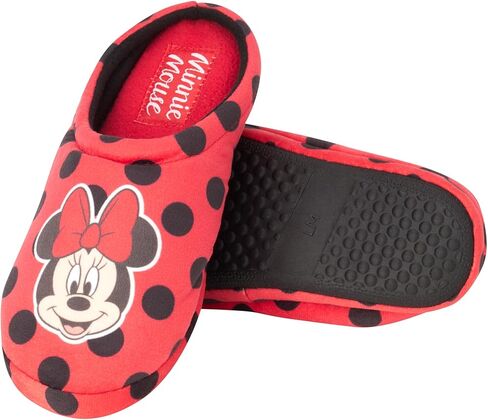 Disney Women's Minnie Mouse Slippers - Plush Fuzzy Scuff Slippers - Cozy Polka Dot Indoor Slippers (S-XL) in Saudi Arabia