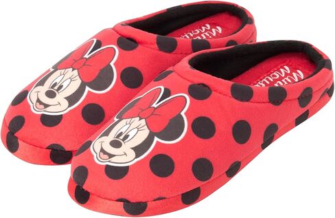 Disney Women's Minnie Mouse Slippers - Plush Fuzzy Scuff Slippers - Cozy Polka Dot Indoor Slippers (S-XL) in Saudi Arabia