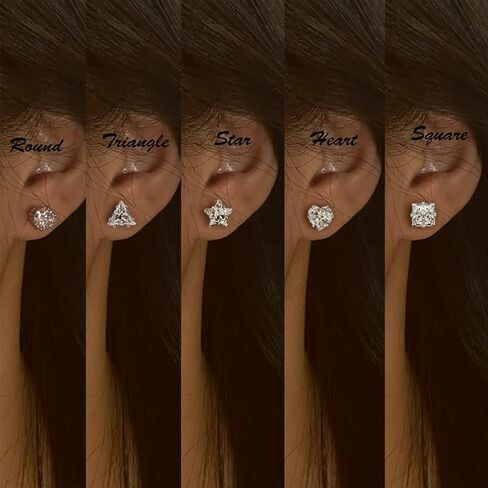 YCL&TXL 5 أزواج من الأقراط الفولاذ المقاوم للصدأ غير المثقوبة أشكال مختلفة مكعب زركونيا مجموعة أقراط مغناطيسية للنساء والرجال 6 مم (فضي) in Kuwait