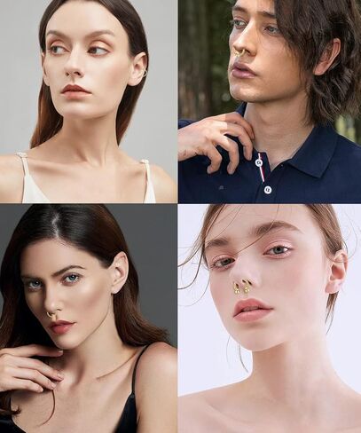 vegolita 30pcs 16g 18g الفولاذ المقاوم للصدأ الغضروف هوب الأقراط للنساء الرجال اللولب الزنمة Daith محارة هوب يتوقف الفرس الجزء الأنف خواتم الأسير حبة حلقة حدوة الحصان الحاجز الشفاه الدائري in Kuwait