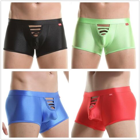 Male Sexy Boxer Cut Out Underwear Briefs Solid Color Nightclub Underwear for Men in Saudi Arabia