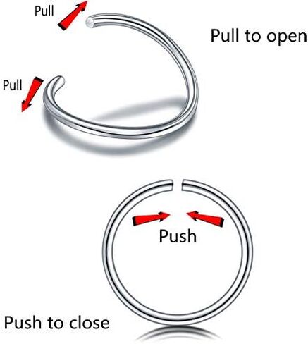 24 قطعة من حلقات الانف الحلقية مقاس 20 بدون ثقب من الستانلس ستيل بمشبك مجوهرات للجسم - 5/16 انش (8 ملم 10 ملم) in Kuwait