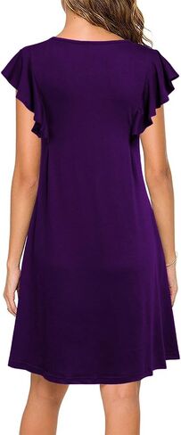 WOOSEA Women's Summer Casual T Shirt Dresses Ruffle Sleeve Swing Dress Pockets in Saudi Arabia