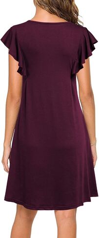 WOOSEA Women's Summer Casual T Shirt Dresses Ruffle Sleeve Swing Dress Pockets in Saudi Arabia