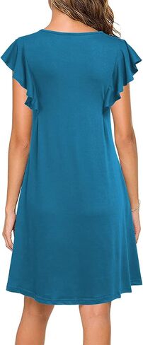 WOOSEA Women's Summer Casual T Shirt Dresses Ruffle Sleeve Swing Dress Pockets in Saudi Arabia