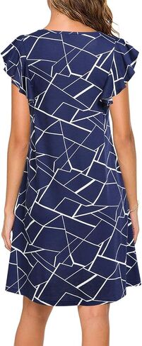 WOOSEA Women's Summer Casual T Shirt Dresses Ruffle Sleeve Swing Dress Pockets in Saudi Arabia