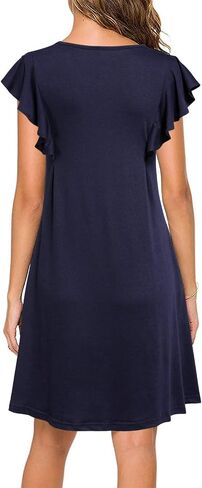 WOOSEA Women's Summer Casual T Shirt Dresses Ruffle Sleeve Swing Dress Pockets in Saudi Arabia