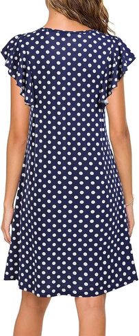 WOOSEA Women's Summer Casual T Shirt Dresses Ruffle Sleeve Swing Dress Pockets in Saudi Arabia