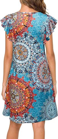 WOOSEA Women's Summer Casual T Shirt Dresses Ruffle Sleeve Swing Dress Pockets in Saudi Arabia