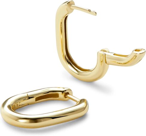 Ana Luisa Rox Rectangle Hoop Earrings - Chic 14K Gold Plated Hoop Earrings & Silver Rhodium Plated Huggie Hoops - Hypoallergenic, Water-Resistant, Tarnish-Free - Square Hoop Earrings for Women in Saudi Arabia