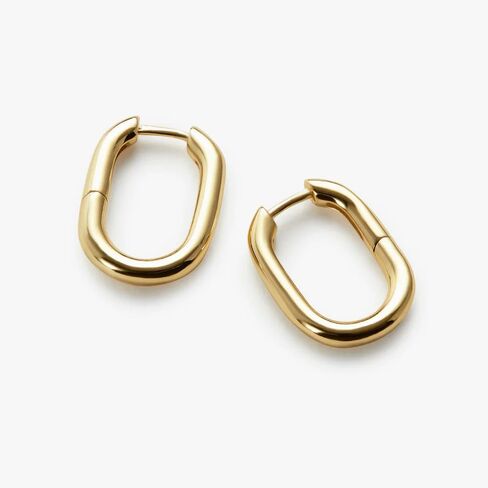Ana Luisa Rox Rectangle Hoop Earrings - Chic 14K Gold Plated Hoop Earrings & Silver Rhodium Plated Huggie Hoops - Hypoallergenic, Water-Resistant, Tarnish-Free - Square Hoop Earrings for Women in Saudi Arabia