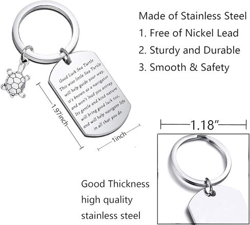 BNQL Sea Turtle Keychain Good Luck Sea Turtle Gifts Turtle Keyring Tortoise Charm Lucky Turtle Gifts for Turtle Lovers Friends (SILVER) in Kuwait