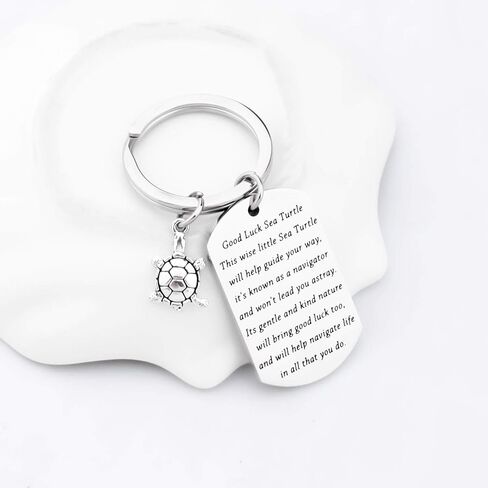 BNQL Sea Turtle Keychain Good Luck Sea Turtle Gifts Turtle Keyring Tortoise Charm Lucky Turtle Gifts for Turtle Lovers Friends (SILVER) in Kuwait