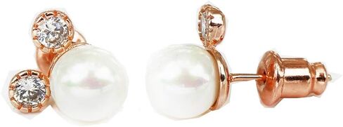 MixiuEuro Women Girls Mouse Stud Earrings, Rose Gold Plated 925 Sterling Silver Cubic Zirconia 7mm Pearls Mouse Stud Earrings Jewellery Gift For Girls Child in Saudi Arabia