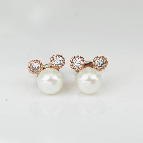 MixiuEuro Women Girls Mouse Stud Earrings, Rose Gold Plated 925 Sterling Silver Cubic Zirconia 7mm Pearls Mouse Stud Earrings Jewellery Gift For Girls Child in Saudi Arabia