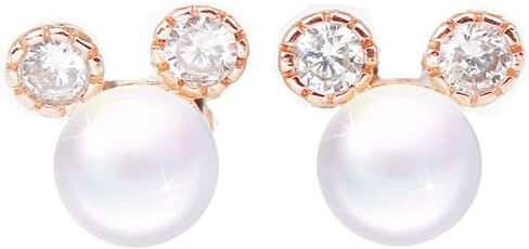 MixiuEuro Women Girls Mouse Stud Earrings, Rose Gold Plated 925 Sterling Silver Cubic Zirconia 7mm Pearls Mouse Stud Earrings Jewellery Gift For Girls Child in Saudi Arabia