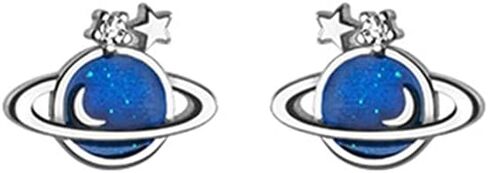 الكوكب الأزرق الصغيرة تشيكوسلوفاكيا أقراط 925 الفضة الاسترليني الغضروف لاكي ستار هيبوالرجينيك ثقب ترصيع صغير للنساء الفتيات الصغيرات لذيذ لطيف مجوهرات هدايا لابنة Bff حفلة عيد الميلاد in Kuwait