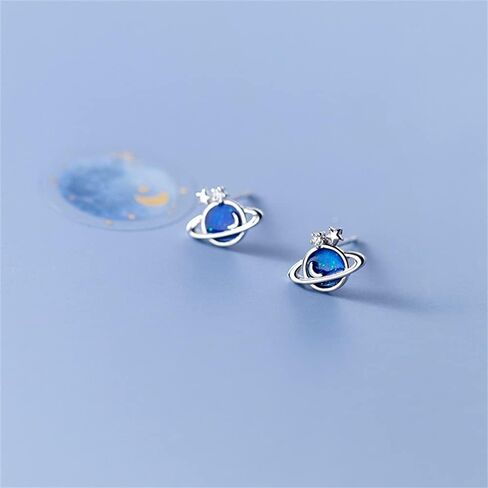الكوكب الأزرق الصغيرة تشيكوسلوفاكيا أقراط 925 الفضة الاسترليني الغضروف لاكي ستار هيبوالرجينيك ثقب ترصيع صغير للنساء الفتيات الصغيرات لذيذ لطيف مجوهرات هدايا لابنة Bff حفلة عيد الميلاد in Kuwait