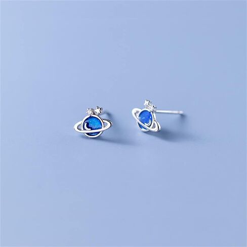 الكوكب الأزرق الصغيرة تشيكوسلوفاكيا أقراط 925 الفضة الاسترليني الغضروف لاكي ستار هيبوالرجينيك ثقب ترصيع صغير للنساء الفتيات الصغيرات لذيذ لطيف مجوهرات هدايا لابنة Bff حفلة عيد الميلاد in Kuwait