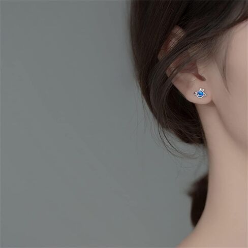 الكوكب الأزرق الصغيرة تشيكوسلوفاكيا أقراط 925 الفضة الاسترليني الغضروف لاكي ستار هيبوالرجينيك ثقب ترصيع صغير للنساء الفتيات الصغيرات لذيذ لطيف مجوهرات هدايا لابنة Bff حفلة عيد الميلاد in Kuwait