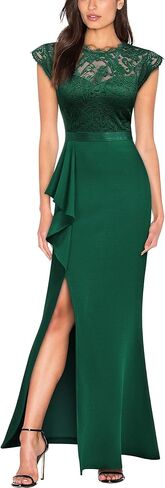 فستان زفاف رسمي طويل من MISSMAY للنساء من الدانتيل الزهري بدون أكمام in Kuwait