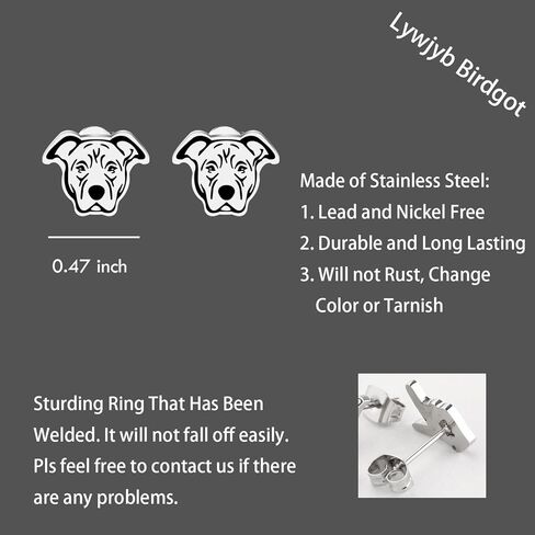 Lywjyb Birdgot American Pitbull Dog Stud Earrings Pitbull Earrings Pitbull Dog Gift for Women Girlfriend in Kuwait