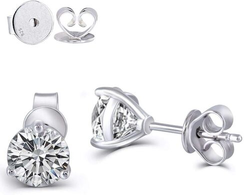 DovEggs 14K White Gold Post 1.6ct 6mm/2ct 6.5mm G-H-I Color Heart Arrows Cut Moissanite Martini Stud Earring Sterling Silver Push Back for Women in Saudi Arabia