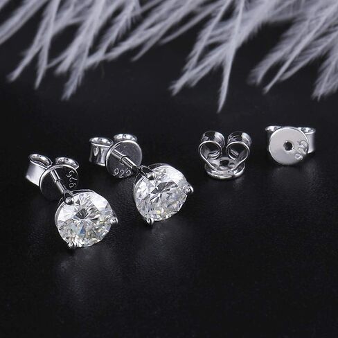 DovEggs 14K White Gold Post 1.6ct 6mm/2ct 6.5mm G-H-I Color Heart Arrows Cut Moissanite Martini Stud Earring Sterling Silver Push Back for Women in Saudi Arabia