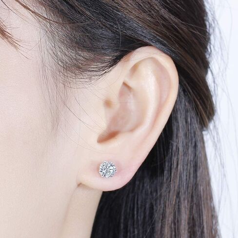 DovEggs 14K White Gold Post 1.6ct 6mm/2ct 6.5mm G-H-I Color Heart Arrows Cut Moissanite Martini Stud Earring Sterling Silver Push Back for Women in Saudi Arabia