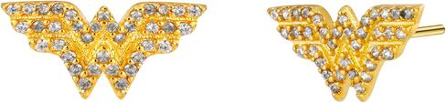 Crystallized Wonderwoman Wonder Woman Stud Earrings Feminist Jewelry with 925 Sterling Silver Back Posts in Saudi Arabia