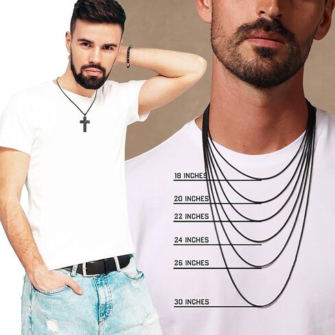 قلادة صليب سوداء للأولاد، قلادة صليب للرجال، هدية مسيحية لعيد الأب/عيد الميلاد/المعمودية للأب والابن والزوج مع بطاقة ذات معنى وصندوق هدايا in Kuwait